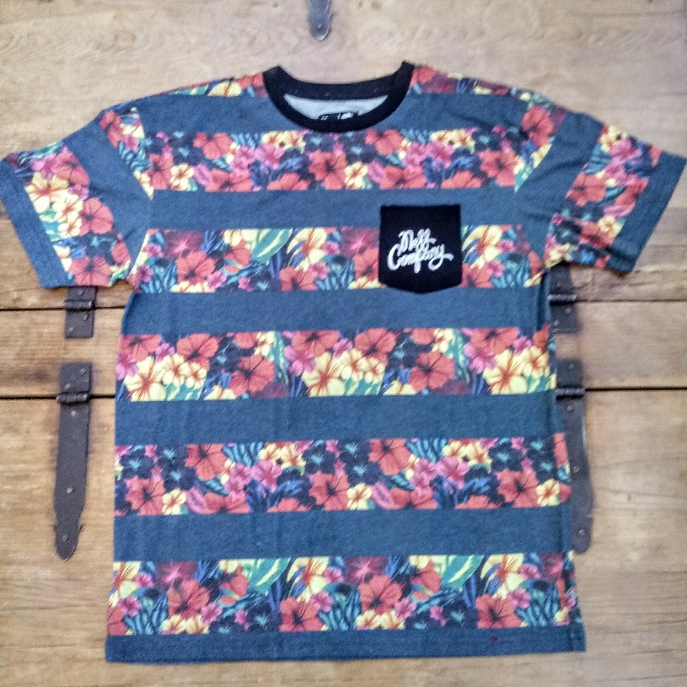Neff Floral Print Ringer Crewneck StripedTshirt